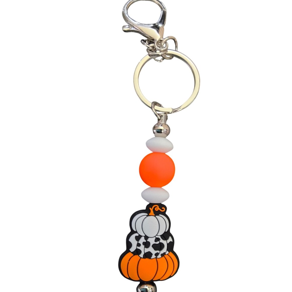 Halloween Pumpkins Beaded Keychain or Bag Charm